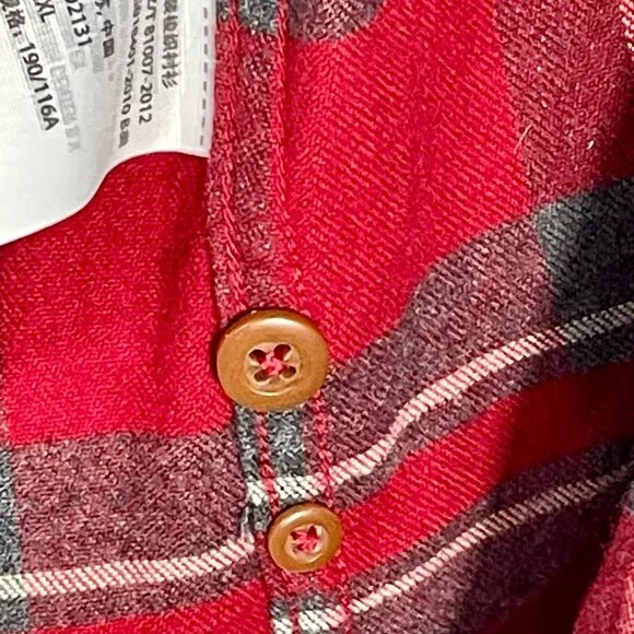 Abercrombie & Fitch 100% Cotton Red Gray Plaid Flannel Button Down Men’s XXL - Picture 12 of 15